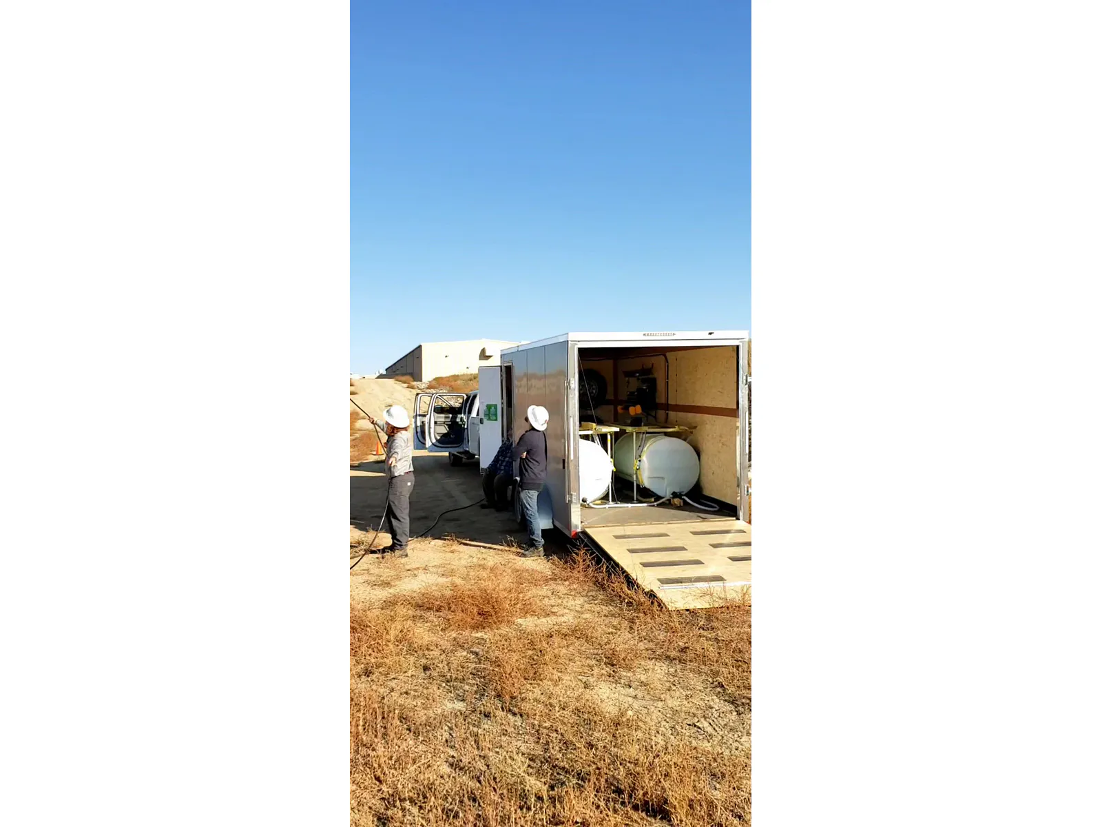 Drone Pressure Washing Enclosed Trailer